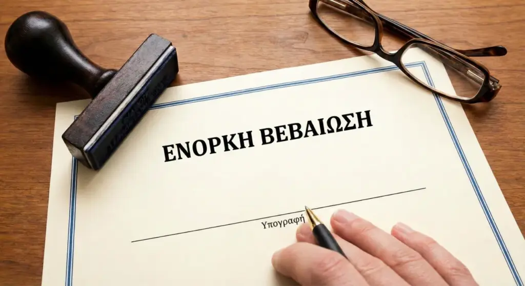 Document with stamp and signature